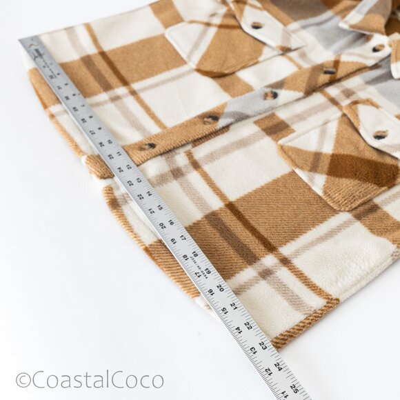 Thread Supply Auria Plaid Fleece Jacket M Oversized Coastal Flannel Scandi - Picture 9 of 15